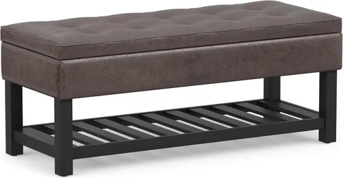 Vista 16 de SIMPLIHOME Cosmopolitan - Otomana rectangular con aspecto de lino de 44 Cloud gris