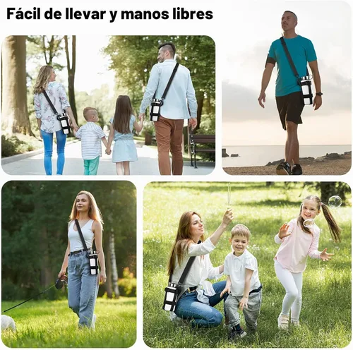 Vista 6 de Cosmos Correa para botella de agua, correa cruzada con asa y correas para el hombro, se adapta a botellas de boca ancha de 20 a 64 onzas