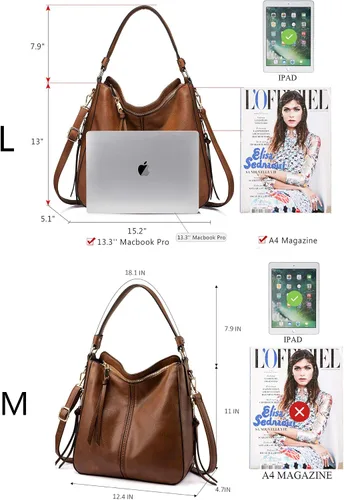 Vista 4 de Realer - Bolsa hobo para mujer, grande, cruzada, al hombro