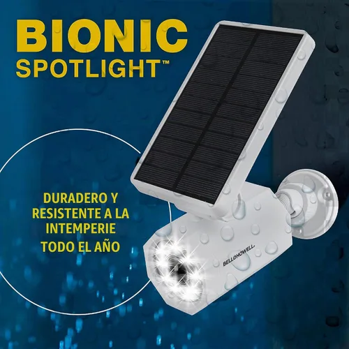 Vista 5 de Bionic Spotlight de Bell+Howell - Luces solares para exteriores con sensor de movimiento, súper brillantes, 8 bombillas LED, focos impermeables