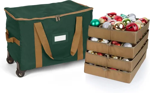 Vista 79 de Covermates Keepsakes Bolsa de almacenamiento ajustable para adornos, con asas de transporte, protección acolchada, ruedas dobles, almacenamiento