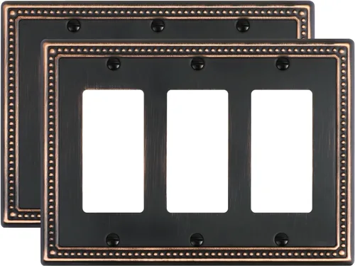 Vista 63 de Paquete de 2 cubiertas de placa de interruptor de luz de doble palanca, cubiertas decorativas de placa de doble interruptor Pearls, placa de pared