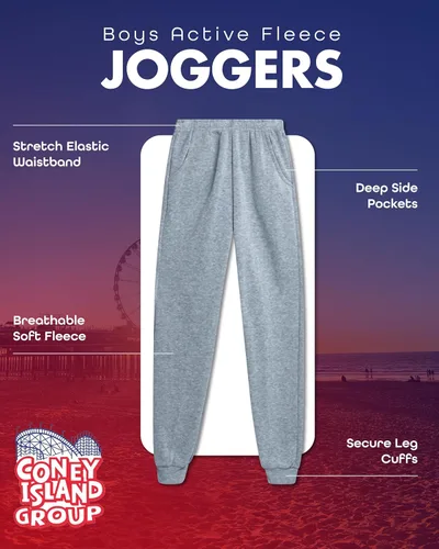 Vista 3 de Coney Island Pantalones deportivos para niños, paquete de 4 pantalones deportivos con bolsillo, pantalones deportivos suaves para niños