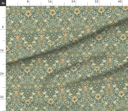 Vista 3 de Spoonflower Tela William Morris tradicional sobre algodón pétalo Patio Prado Wildflower Edwardian Uso para coser acolchar ropa decoración