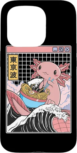Vista 14 de Axolotl Eating Ramen Kanagawa Wave Kawaii Anime Vaporwave Case for iPhone 17
