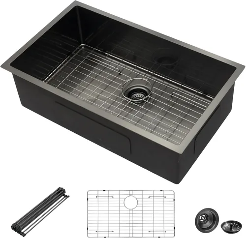 Vista 14 de Mocoloo Fregadero de barra bajo encimera de 13 pulgadas color negro plomizo – Fregadero de cocina pequeño de acero inoxidable T304 de 13 x 15