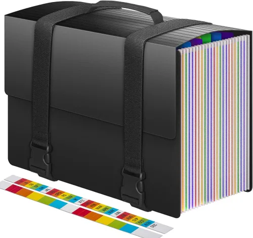 Vista 10 de Organizador de archivos de acordeón de 25 bolsillos, carpetas de archivos expandibles, organizador de documentos expandible, carpeta de archivo