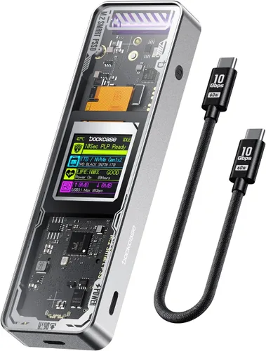 Vista 8 de DOCKCASE Edición Explorer Carcasa M.2 NVMe SSD, Soporta 10s PLP Previene Pérdida de Datos de Escritura, USB 3.2 Gen 2 Tipo-C (10 Gbps), se adapta a