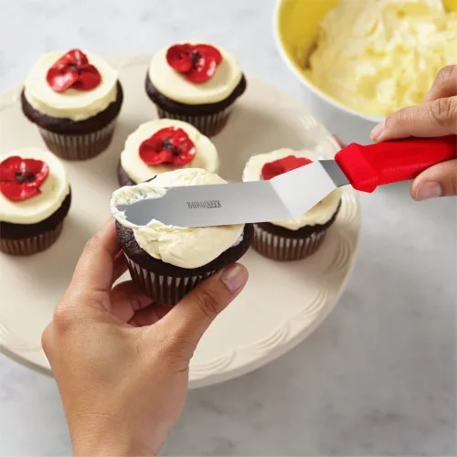 Vista 5 de Emopeak Espátulas para decoración de tartas, cuchillo de glaseado más suave de acero inoxidable, juego de 3