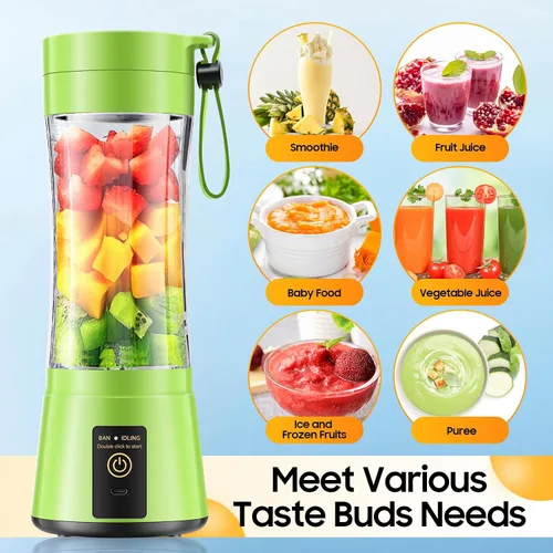 Vista 2 de Licuadora portátil inalámbrica de tamaño personal, mini licuadora para hacer batidos y batidos, taza de viaje sin BPA de 12.8 fl oz, potente traje