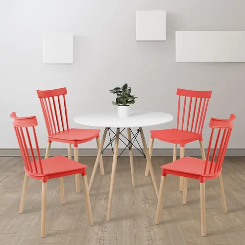 Vista 4 de DSW - Sillas de comedor de plástico modernas sin brazos con patas de madera para estar, dormitorio, cocina, comedor, sala de espera, restaurantes