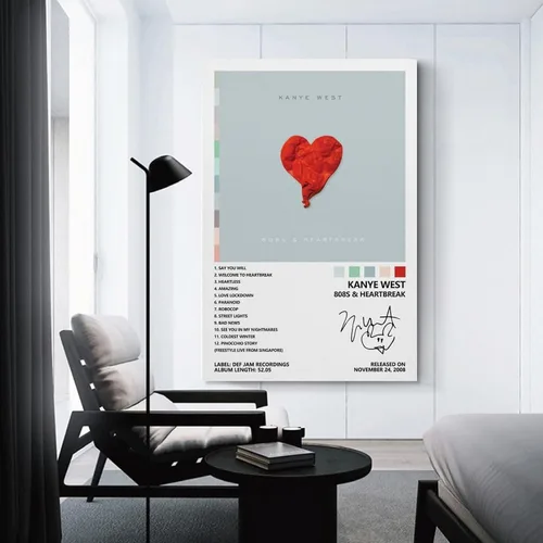 Vista 3 de BIARA Kanye - Póster de West 808s y la portada del álbum de los años 808, pósteres para habitación, estética, lienzo, arte de pared, decoración