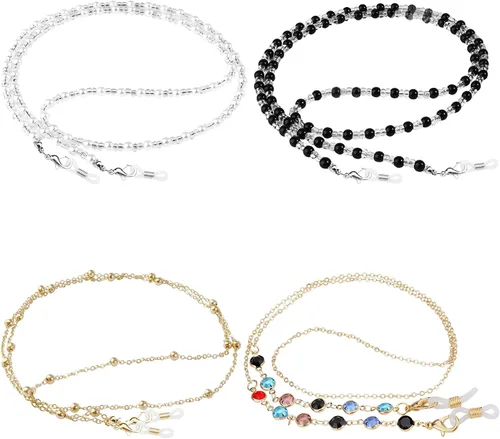 Vista 15 de ONESING 4-10 piezas Cadenas de gafas para mujer, soporte de cadena para anteojos, correa para gafas, cadena para anteojos, cordón para gafas, regalo