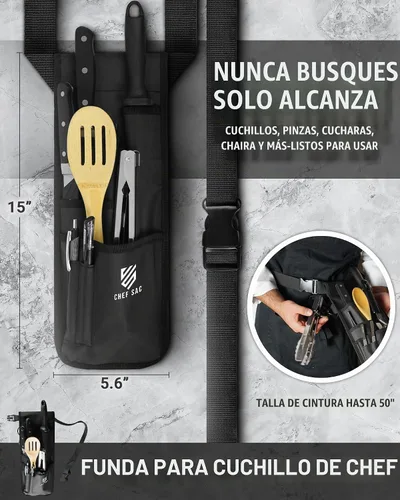 Vista 3 de Chef Sac Funda Funda Funda Cinturón de herramientas culinarias Soporte para cinturón de hoja Estuche profesional Compatible con funda