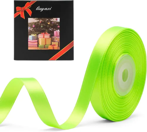 Vista 119 de Cinta de satén verde manzana de doble cara de color sólido de 1/2 pulgada x 25 yardas, cintas perfectas para manualidades, decoración de bodas