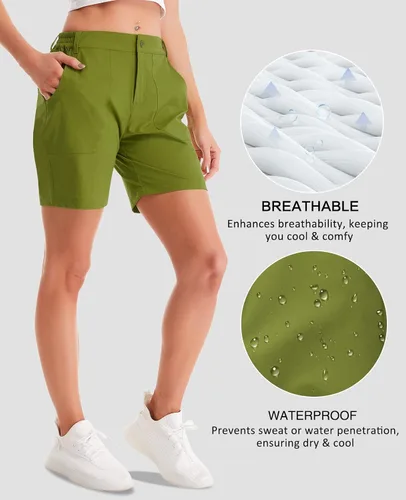 Vista 4 de MEETWEE Women's Hiking Cargo Shorts Quick Dry Travel Athletic Golf Short with Pockets Water Resistant