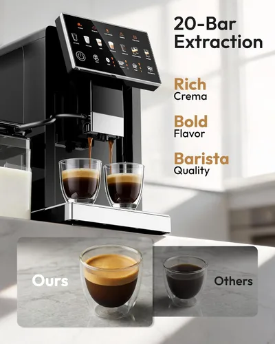 Vista 4 de EUHOMY Máquina automática de café expreso con espumador de leche