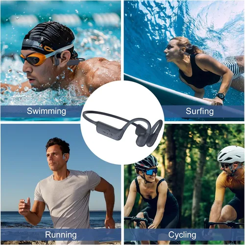 Vista 8 de Auriculares para Natación de Silicona Suave, Auriculares de Conducción Ósea Impermeables IP68, Reproductor MP3 de 32GB y Auriculares Deportivos