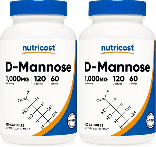 Vista 10 de Nutricost D-manosa 1000 mg por porción, 120 cápsulas – 500 mg por cápsula, salud del tracto urinario, sin OMG y sin gluten