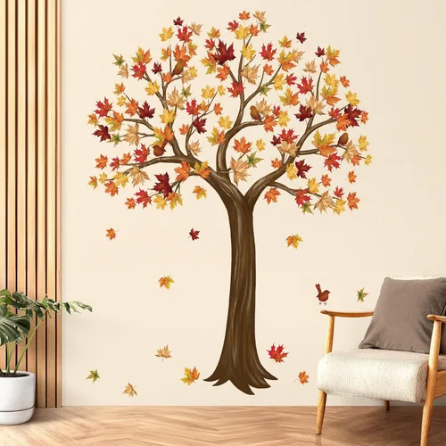 Vista 2 de wondever Calcomanías de pared de árbol grande de otoño, hojas de arce