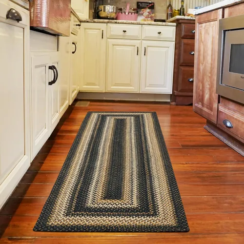 Vista 41 de Homespice Apple Pie - Alfombra ovalada roja de 2 x 3 pies, alfombra de cocina trenzada para decoración primitiva y rústica, reversible, yute sin