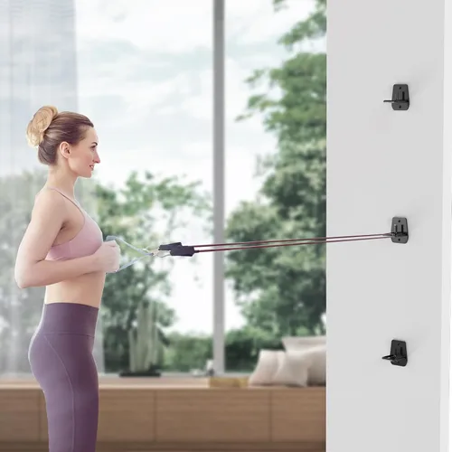 Vista 6 de RCHYFEED Anclaje de banda de resistencia para montaje en pared, 3 ganchos de anclaje de entrenamiento para bandas de resistencia, accesorios