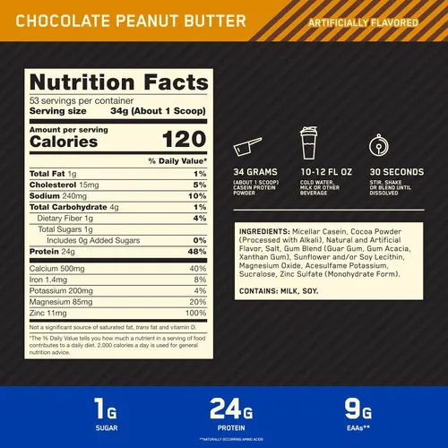 Vista 3 de Proteína caseína 100% de Optimum Nutrition, 2730380, 1, 1