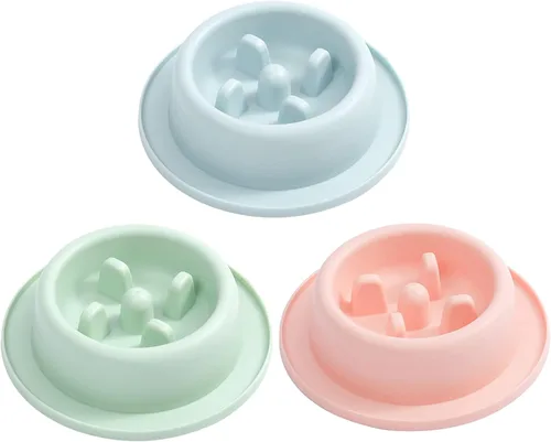 Vista 5 de Comedero lento para perros, cuenco redondo interactivo con forma divertida, cuencos para detener la asfixia para perros pequeños, comedero lento