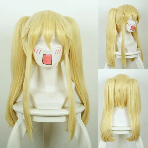 Vista 3 de Uearlid 19.7 in Dorado claro Kakegurui Compulsivo Jugador Mary Saotome peluca de pelo sintético Cosplay Pelucas Anime Cosplay peluca fiesta