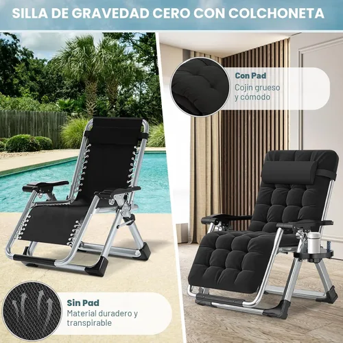 Vista 5 de ABORON Silla de Gravedad Cero, Sillas de Salón Plegables Premium para Césped y Exteriores, Sillas de Patio Reclinables Resistentes y Ajustables