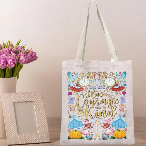Vista 6 de BWWKTOP Bolso de lona de Cenicienta de princesa con cuentos de hadas, regalo para fanáticos, tener coraje y sé amable