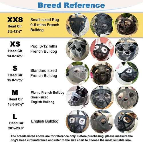 Vista 5 de BARKLESS Bozal de bulldog francés, bozal corto de malla para perro con diseño de lengua hacia fuera para perro de cara plana Shih Tzu Bulldog Negro