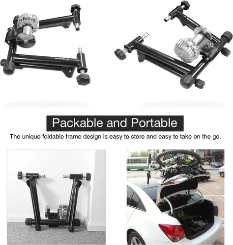 Vista 4 de Sportneer Bike Trainer - Fluid Stationary Bike Stand for 26-29" & 700C Wheels - Auto Resistance Control Bike Trainer Stand for Indoor Riding with