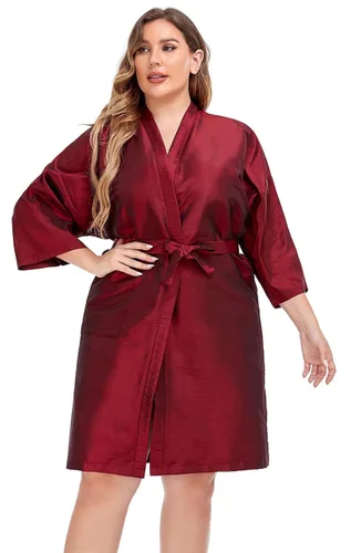 Vista 8 de PERFEHAIR Bata de peluquería para clientes, estilo kimono (azul)