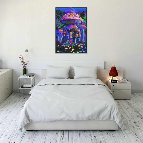 Vista 7 de Studio B Mushroom House - Póster no flocado con luz negra, 24 x 36 pulgadas