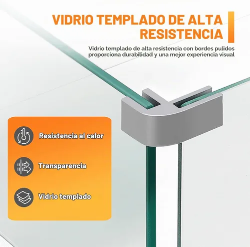 Vista 4 de NUU GARDEN Protector de viento rectangular de 27.6 x 11.7 x 6.5 pulgadas, vidrio templado transparente, soportes de aluminio pulido, almohadillas