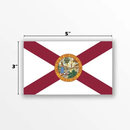 Vista 2 de Adhesivo adhesivo de la bandera del estado de Florida, paquete de 2, 5 x 3 pulgadas, vinilo de alta calidad AW315