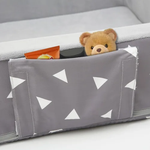Vista 6 de Cama plegable para niños pequeños con lados, cama plegable para niños de viaje, espuma (estrella), color gris