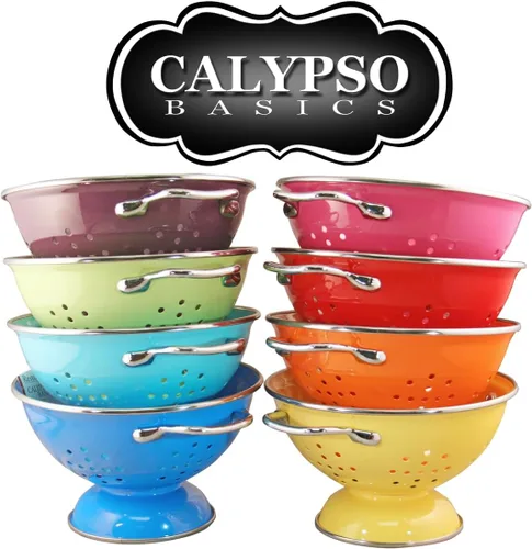 Vista 4 de Reston Lloyd Calypso Basics - Colador esmaltado con recubrimiento en polvo con base sólida, cesta coladora con asas, para pasta, bayas, verduras