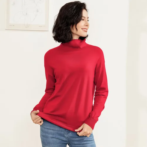 Vista 2 de Suéter de cuello alto para mujer, de manga larga, ligero, de punto