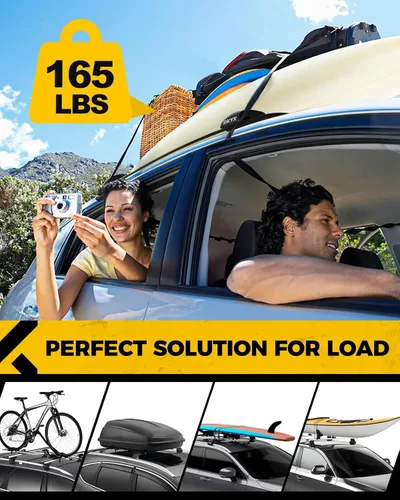 Vista 5 de KYX DMS T-Track - Barras transversales de techo para Explorer 2020-2022, barras transversales de aluminio de aviación negro mate para bicicleta