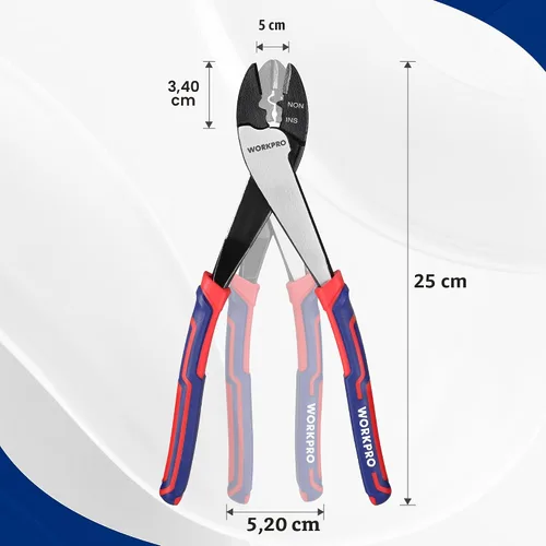 Vista 2 de WORKPRO 9,5 "cortador de alambre/crimpadora, Cr-V alambre de acero Crimping