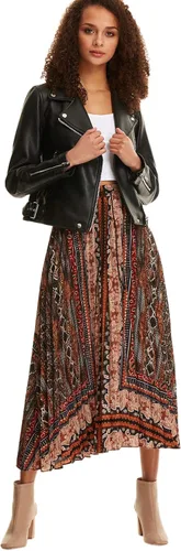 Vista 5 de Floerns - Falda bohemia plisada con cintura elástica diseño drapeado y largo medio para mujer