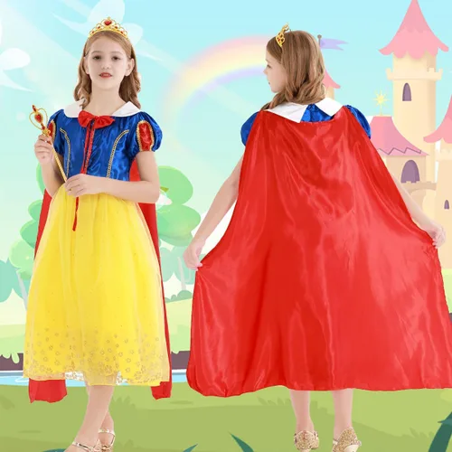 Vista 3 de COTRIO Vestido de princesa para niñas, disfraz de Halloween para niñas, ropa de disfraz para niñas pequeñas, conjunto con accesorios