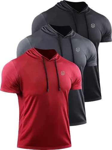 Vista 9 de Neleus - Camiseta sin mangas deportiva Dry Fit para correr con capucha