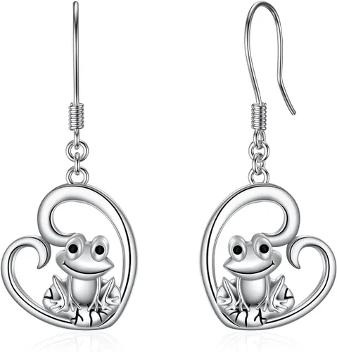 Vista 22 de POPKIMI Bonitos aretes colgantes de animales, joyería de animales, regalos de cumpleaños y Navidad para mujeres, aretes de ópalo de cristal de plata