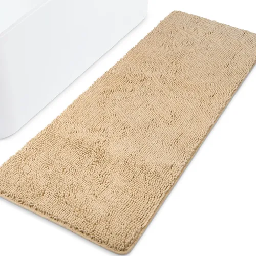 Vista 18 de Yeaban Alfombra de pasillo de baño de 24 x 72 pulgadas, antideslizante, alfombra de baño larga de felpilla gruesa, absorbente y lavable, alfombra