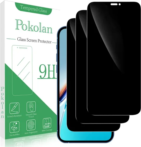 Vista 20 de Pokolan Paquete de 3 protectores de pantalla de privacidad para iPhone 11 Pro, iPhone X, iPhone XS (5.8 pulgadas), vidrio templado antiespía Negro