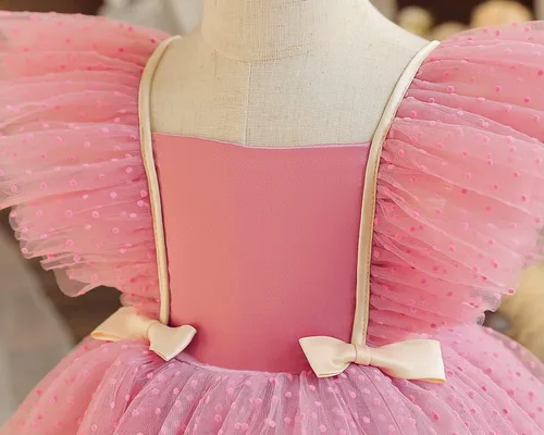 Vista 6 de TTYAOVO Vestido de fiesta de cumpleaños con apliques para niñas, vestido de princesa con flores, vestido de baile