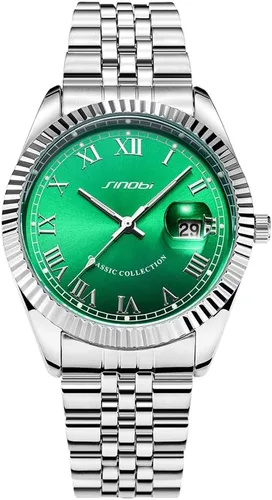 Vista 9 de SINOBI Men's Luminous Hand Calendar Date Quartz Watch Classic Stainless Steel Watches for Men